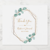 Moderne Eucalyptus Waterverf Gold Script Weddensch Sparkling Wijnetiket (Enkel label)