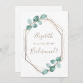 Moderne Eucalyptus Waterverf groen bruidsmeisje Kaart (Voorkant / Achterkant)