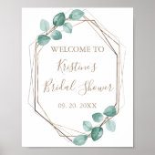 Moderne Eucalyptus Waterverf Koffie Script Bruilof Poster (Voorkant)