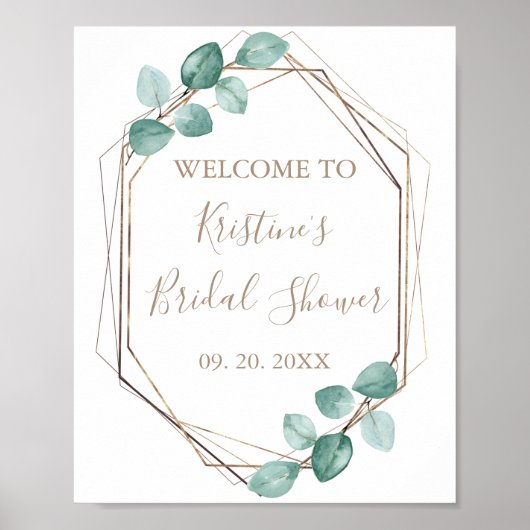 Moderne Eucalyptus Waterverf Koffie Script Bruilof Poster (Voorkant)