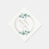 Moderne Eucalyptus Waterverf Koffie Script Bruilof Servet (Hoek)