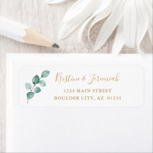 Moderne Eucalyptus Waterverf Namen Retouradres Etiket