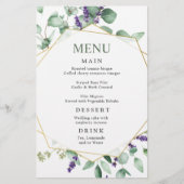 Moderne Eucalyptus Waterverf Weddenschap-menu (Voorkant)