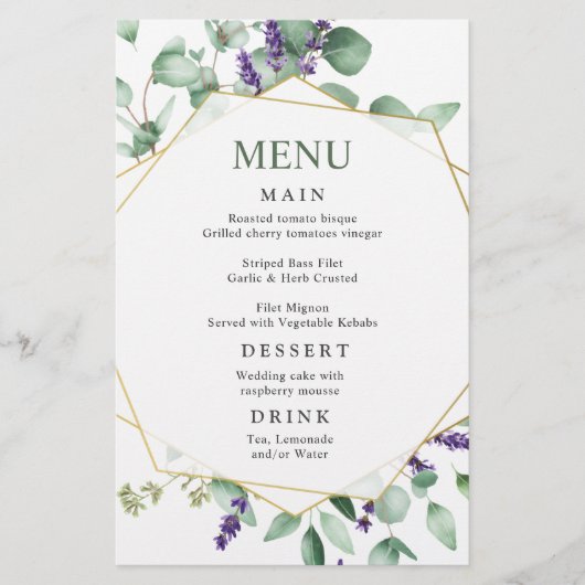 Moderne Eucalyptus Waterverf Weddenschap-menu (Voorkant)