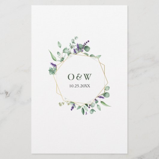 Moderne Eucalyptus Waterverf Weddenschap-menu (Achterkant)