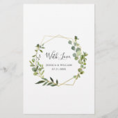 Moderne Eucalyptus Waterverf Weddenschap-menu (Achterkant)