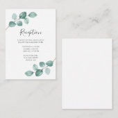 Moderne Eucalyptus Waterverf Zwart Script bruiloft Informatiekaartje (Voorkant / Achterkant)