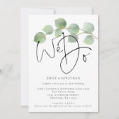 Moderne eucalyptus We doen QR-code bruiloft Kaart (Voorkant)