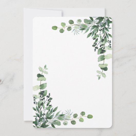 Moderne eucalyptus Wedding Flat Save the Date (Achterkant)