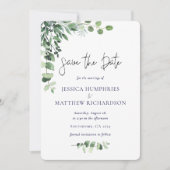 Moderne eucalyptus Wedding Flat Save the Date (Voorkant)