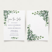 Moderne eucalyptus Wedding Flat Save the Date