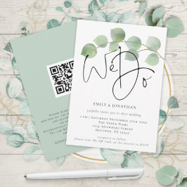 Moderne Eucalyptus Wij Doen QR Code Huwelijk Kaart