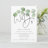 Moderne Eucalyptus Wij Doen QR Code Huwelijk Kaart (Staand voorkant)