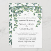 Moderne Eucalyptus wijnstokken bruiloft uitnodigin Kaart (Voorkant / Achterkant)