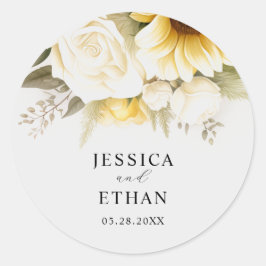 moderne Eucalyptus wild Bloemen Botanische Bruilof Ronde Sticker