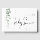 Moderne Eucalyptus Wishes for Baby shower Gastenboek (Voorkant)