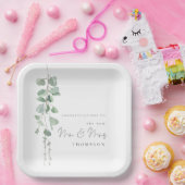 Moderne Eucalyptus Wishes for Passen getrouwd Papieren Bordje (Feest)