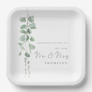 Moderne Eucalyptus Wishes for Passen getrouwd Papieren Bordje