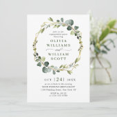 Moderne Eucalyptus Wreater Lijst ENGAGEMENT Party Kaart (Staand voorkant)