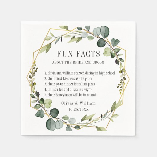 Moderne Eucalyptus Wreath Facts Weddenschap Servet (Voorkant)