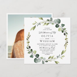 Moderne Eucalyptus Wreath Lijst FOTO Weddenschap Kaart