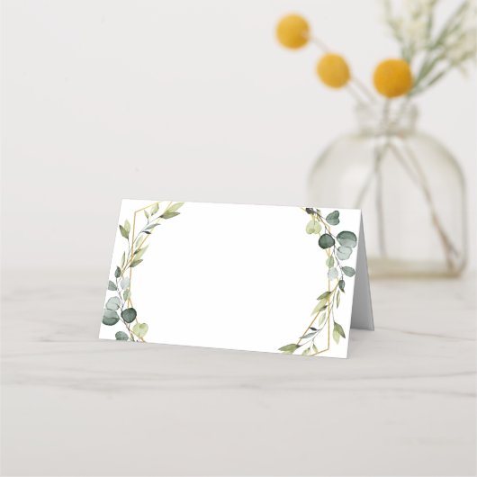 Moderne Eucalyptus Wreath Lijst Weddenschap Table Plaatskaartje (Voorkant)