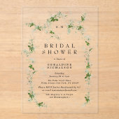 Moderne Eucalyptus Wreatmonogram Vrijgezellenfeest Acryl Uitnodigingen (Voorkant)