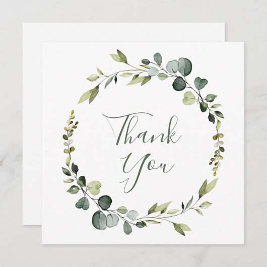 Moderne Eucalyptus Wreator Lijst Bedankkaart (Voorkant / Achterkant)