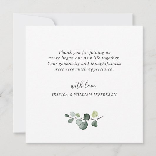 Moderne Eucalyptus Wreator Lijst Bedankkaart (Achterkant)