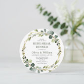 Moderne Eucalyptus Wreator Lijst REHEARSAL DINNER Kaart (Staand voorkant)