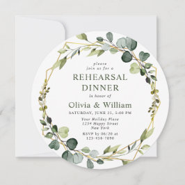 Moderne Eucalyptus Wreator Lijst REHEARSAL DINNER Kaart