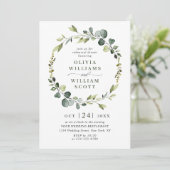 Moderne Eucalyptus Wreator Lijst REHEARSAL DINNER Kaart (Staand voorkant)