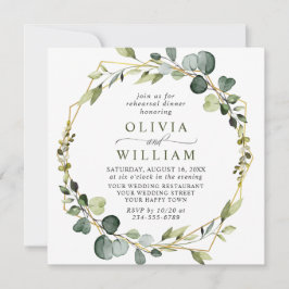 Moderne Eucalyptus Wreator Lijst REHEARSAL DINNER Kaart