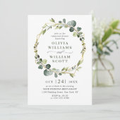 Moderne Eucalyptus Wreator Lijst REHEARSAL DINNER Kaart (Staand voorkant)