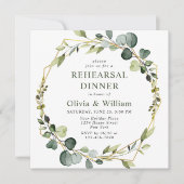 Moderne Eucalyptus Wreator Lijst REHEARSAL DINNER Kaart (Voorkant)