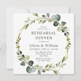 Moderne Eucalyptus Wreator Lijst REHEARSAL DINNER Kaart