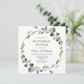 Moderne Eucalyptus Wreator Lijst REHEARSAL DINNER Kaart (Staand voorkant)