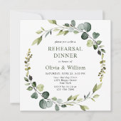 Moderne Eucalyptus Wreator Lijst REHEARSAL DINNER Kaart (Voorkant)
