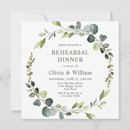 Moderne Eucalyptus Wreator Lijst REHEARSAL DINNER Kaart