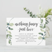 Moderne Eucalyptus, Zwart, Trouw Elopement Feest Kaart (Staand voorkant)