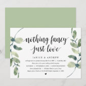 Moderne Eucalyptus, Zwart, Trouw Elopement Feest Kaart (Voorkant / Achterkant)