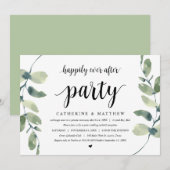 Moderne Eucalyptus, Zwart, Trouw Elopement Feest Kaart (Voorkant / Achterkant)