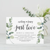 Moderne Eucalyptus, Zwart, Trouw Elopement Feest Kaart (Staand voorkant)