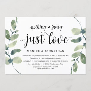 Moderne Eucalyptus, Zwart, Trouw Elopement Feest Kaart