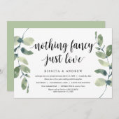 Moderne Eucalyptus, Zwarte Inkt, Trouw Elopement Kaart (Voorkant / Achterkant)