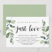 Moderne Eucalyptus, Zwarte Inkt, Trouw Elopement Kaart (Voorkant / Achterkant)