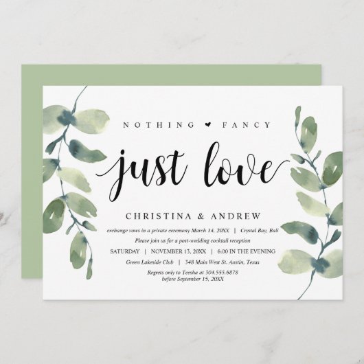 Moderne Eucalyptus, zwarte inkt, weddenschap Kaart (Voorkant / Achterkant)