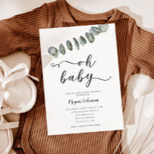 Moderne Eucalyptusblad Geslacht Neutrale Baby Show