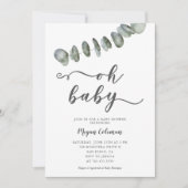 Moderne Eucalyptusblad Geslachtsneutrale Baby Show Kaart (Voorkant)