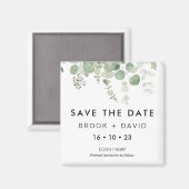 Moderne eucalyptusbruiloft bespaart de datum magne magneet (Voorkant / Achterkant)